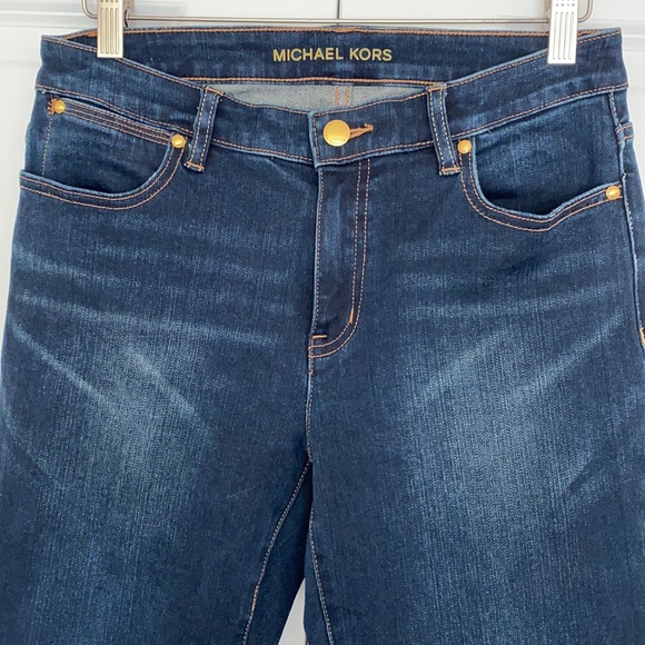 Michael Kors Selma Flare Leg Dark Denim Jeans Size 6 - Picture 5 of 9